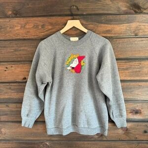 Vintage 90s Santa Clause Cross Stitch Crewneck Sweater